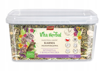 Vitapol Vita Herbal karma pełnoporcjowa dla dla szynszyli i koszatniczki, wiaderko, 900g