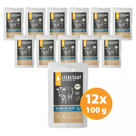 LIEBESGUT BIO RIND - wołowina z marchewką ekologiczna mokra karma dla kota 100g