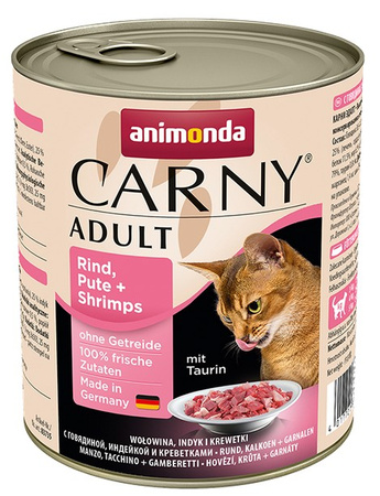 Animonda Carny Adult Wołowina, Indyk + Krewetki puszka 800g