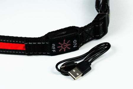 PETLOVE Obroża LED USB STANDARD L Red szer. 25 mm; dł. 45-63 cm