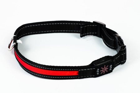 PETLOVE Obroża LED USB STANDARD L Red szer. 25 mm; dł. 45-63 cm