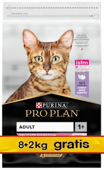 Purina Pro Plan Cat Adult Delicate Digestion z indykiem 10kg (8+2kg)