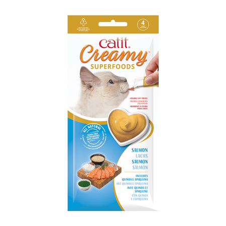 CatIt Creamy Superfood, przysmak, dla kota, łosoś z komosą ryżową i spiruliną, 4x10g