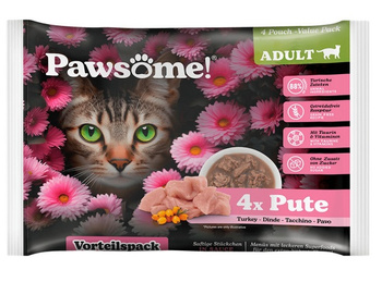 Pawsome Adult Pute - indyk saszetki 4x85g