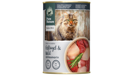 PURE NATURE CAT Senior Geflügel Wild - drób z dziczyzną i rozmarynem dla kota seniora 400g