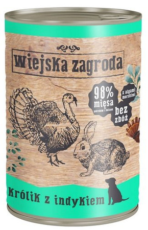 Wiejska Zagroda Królik z indykiem puszka 400g