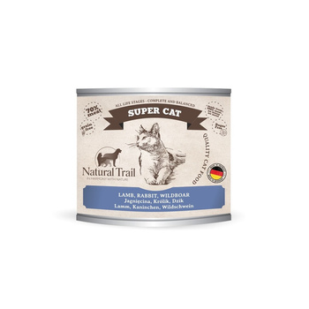 NATURAL TRAIL Cat 200g Super Lamb, Rabbit, Wildboar puszka 5+1