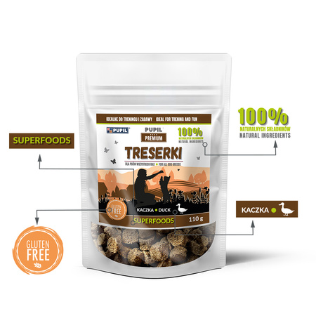 Treserki dla psa PUPIL Premium All Breeds kaczka 110g