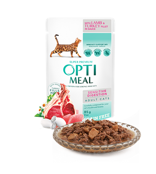 OPTIMEAL KOT sasz.85g JAGNIĘ INDYK        SENSITIVE DIGESTION /12