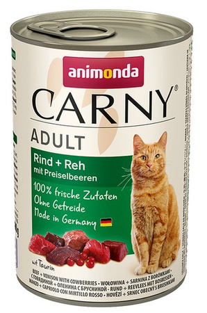 Animonda Carny Adult Wołowina, Sarnina + Borówka puszka 400g