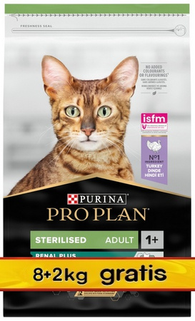 Purina Pro Plan Cat Sterilised Renal Adult Indyk 10kg (8+2kg gratis)