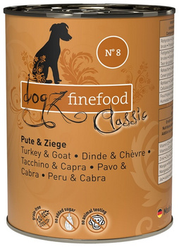 Dogz Finefood Classic N.08 Indyk i koza puszka 400g