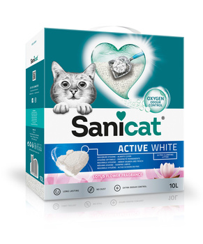 Sanicat Active White, żwirek, dla kotów, lotos,10L, zbrylający