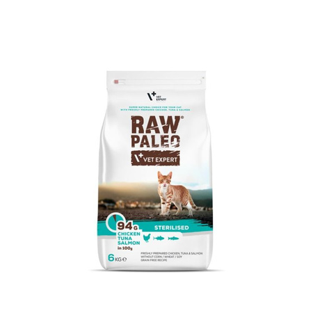 Raw Paleo Kurczakiem Tuńczykiem i Łososiem Dla Kotów Sterylizowanych 6Kg