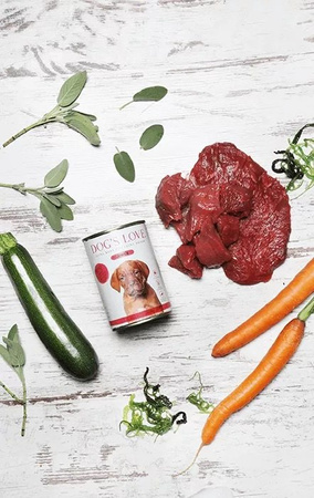 DOG'S LOVE Junior Rind - wołowina z marchewką i szałwią dla szczeniąt (400g)