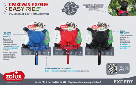 ZOLUX Szelki dla psa ze smyczą automatyczną Easyride S niebieskie