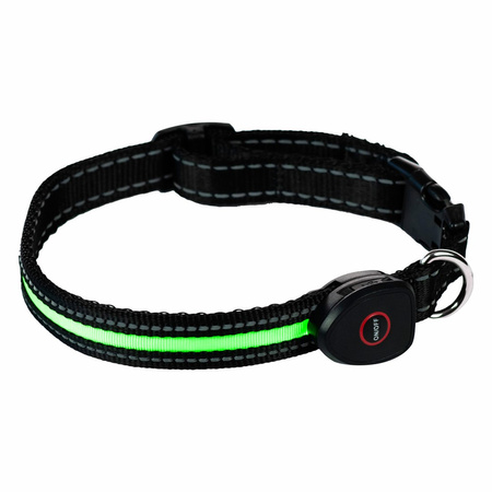 PETLOVE Obroża LED USB KOMFORT M Green szer. 20 mm; dł. 41-53 cm