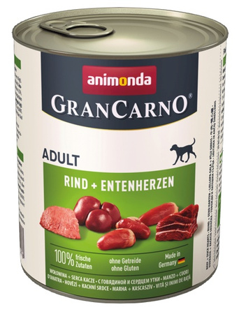 Animonda GranCarno Original Adult Rind Entenherzen Wołowina + Serca kacze puszka 800g