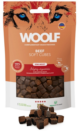 WOOLF SOFT przysmak PIES 100g             MONOPROTEIN CUBES BEEF