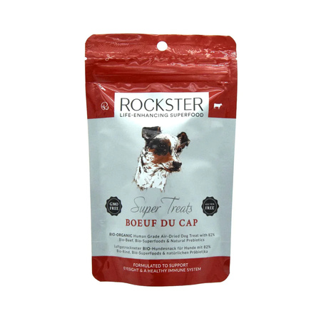 ROCKSTER Super Treats Boeuf du Cap – Bio przysmaki dla psa wspierające układ odpornościowy i wzrok (90g)