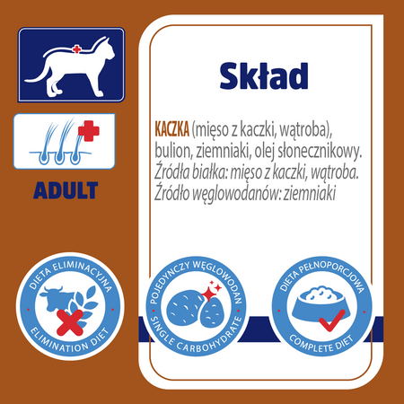 Karma mokra dla kota VET RESPONSE VETERINARY DIET HYPOALLERGENIC kaczka szalka 4 x 85 g