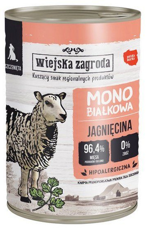 Wiejska Zagroda Monobiałkowa Jagnięcina dla szczeniąt puszka 400g