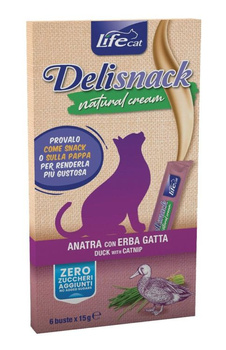 LIFE CAT DELI SNACK NATURAL CREAM 6x15g   DUCK /12