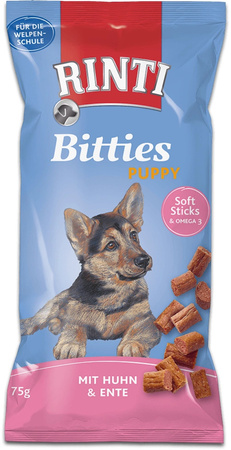 RINTI BITTIES SNACKS PUPPY 75g KURA /     KACZKA     /16