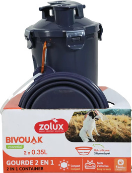 ZOLUX Bidon 2w1 dla psa BIVOUAK 2x350 ml niebieski