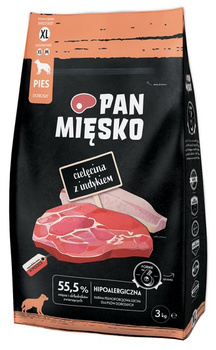 Pan Mięsko Karma sucha dla psa - cielęcina i indyk chrupki XL 3kg