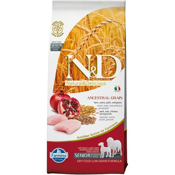 Farmina N&D Low Grain CHICKEN&POMEGRANATE SENIOR medium&maxi 12kg x 2 szt