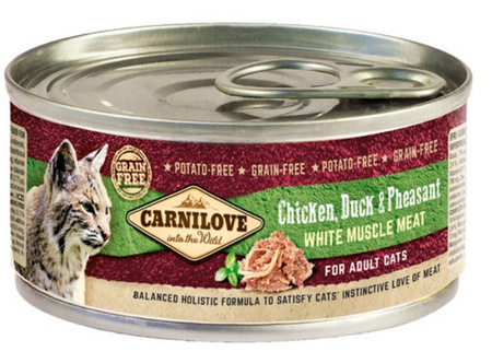 CARNILOVE KOT pusz.100g CHICKEN DUCK,  PHEASANT