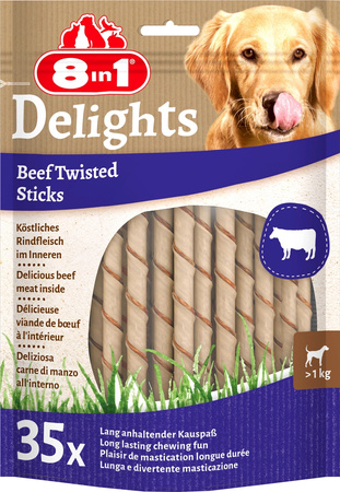 8in1 Przysmak dla psa pałeczki Delights Beef Twist Sticks 35 szt.