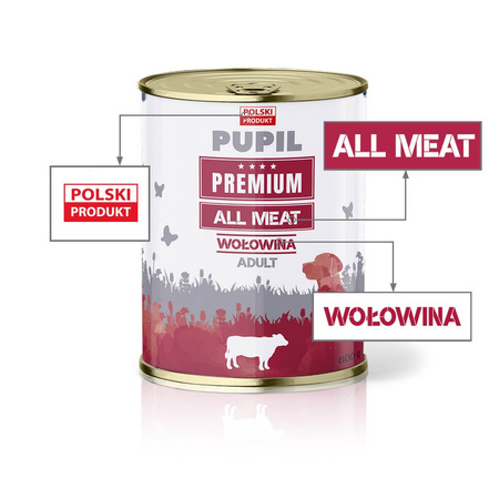 Karma mokra dla psa PUPIL Premium All Meat ADULT wołowina 800 g