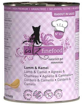 Catz Finefood Ragout N.611 Jagnięcina i Wielbłąd puszka 380g