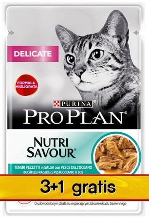 Purina Pro Plan Cat Delicate ryba oceaniczna saszetka 4x85g 3+1 gratis