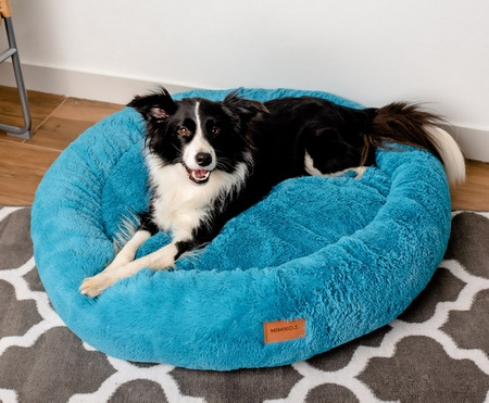 MIMIKO Pets Legowisko Shaggy okrągłe XXL 100cm turkusowe