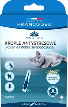 FRANCODEX Krople antystresowe z kocimiętką dla kociąt, 4 x 0,6 ml