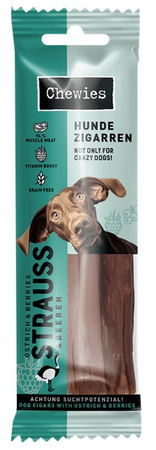 Chewies Hundezigarren Straub & Beeren - struś & owoce 75g