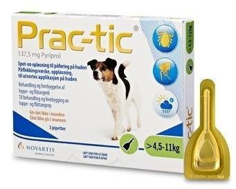 Prac-tic 137,5mg (4,5-11kg) roztwór do nakraplania dla psów 3 pipety