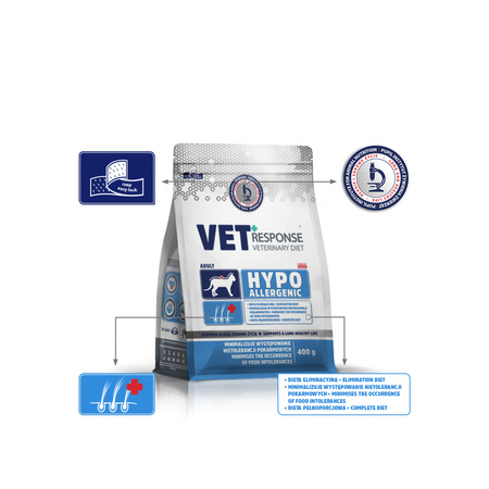 Karma sucha dla kota VET RESPONSE VETERINARY DIET HYPPOALERGENIC 400 g