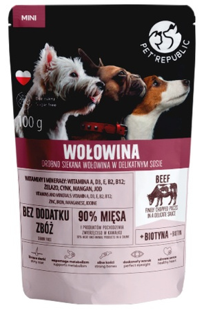 PET REPUBLIC PIES saszetka 100g WOŁOWINA  MINI sos /24