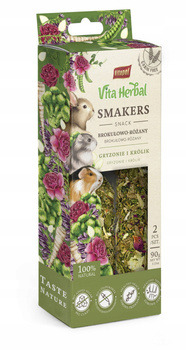 Vitapol Vita Herbal Smakers brokułowo - różany  dla gryzoni i królika 90 g, 5 szt./display