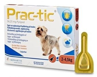 Prac-tic 56,25mg (2-4,5kg) roztwór do nakraplania dla psów 3 pipety