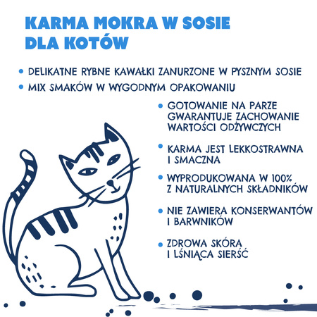 Karma mokra dla kota TEO bogata w pstrąga + łososia 4 x 85 g