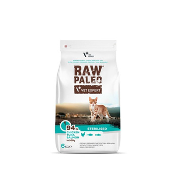 Raw Paleo Kurczakiem Tuńczykiem i Łososiem Dla Kotów Sterylizowanych 250g