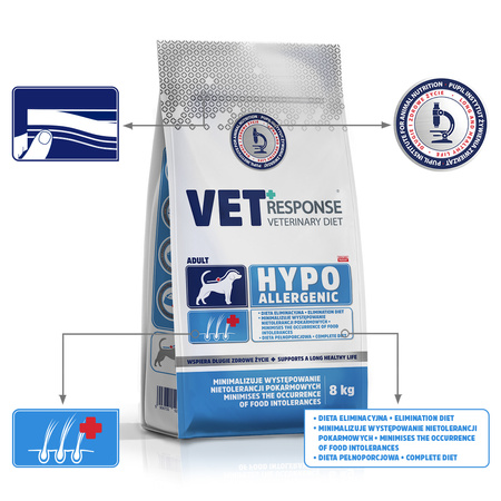 Karma sucha dla psa VET RESPONSE VETERINARY DIET HYPPOALERGENIC  8 kg