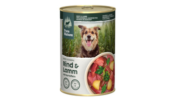 PURE NATURE DOG Rind Lamm - wołowina i jagnięcina z ziemniakami i algami dla dorosłych psów (400g)