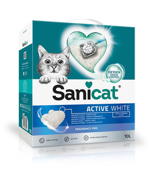 Sanicat Active White, żwirek, dla kotów, bezzapachowy,10L, zbrylający