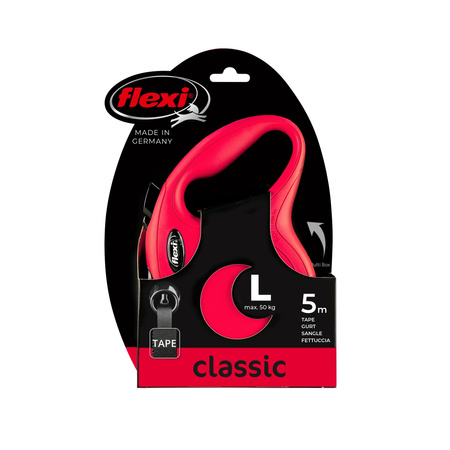 FLEXI Smycz automatyczna dla psa NEW CLASSIC L 5 m taśma czerwona